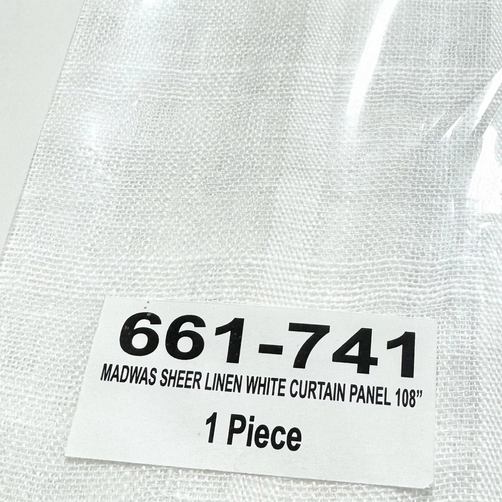 NWT CB2 Sheer White European 100% Flax Linen Window Curtain Panel‎ 48 x 108